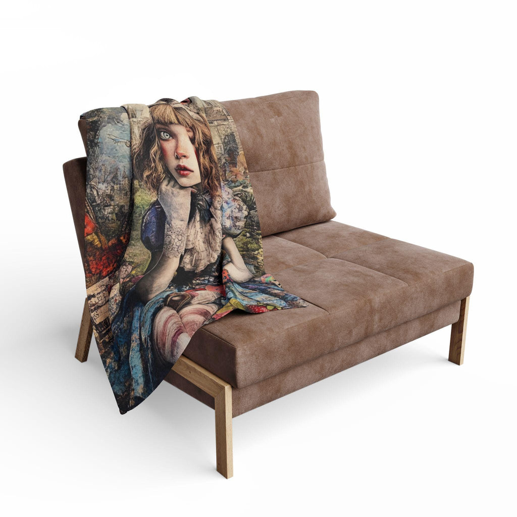Whimsical Alice in Wonderland Arctic Fleece Throw - Cozy Fantasy Blanket for Bedroom Decor