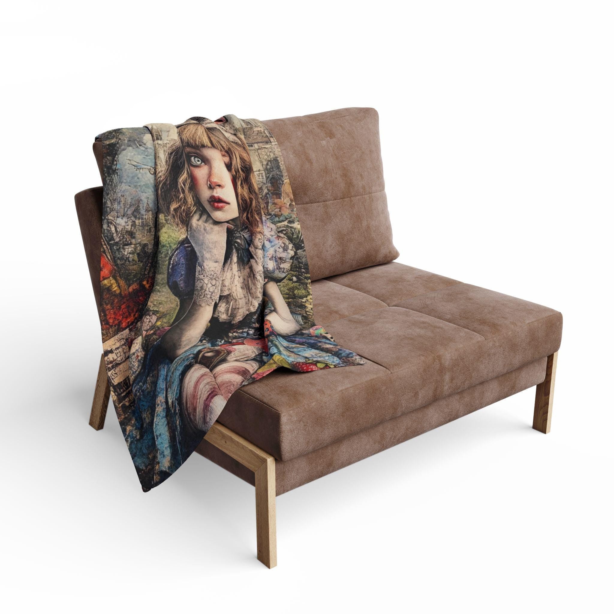 Whimsical Alice in Wonderland Arctic Fleece Throw - Cozy Fantasy Blanket for Bedroom Decor