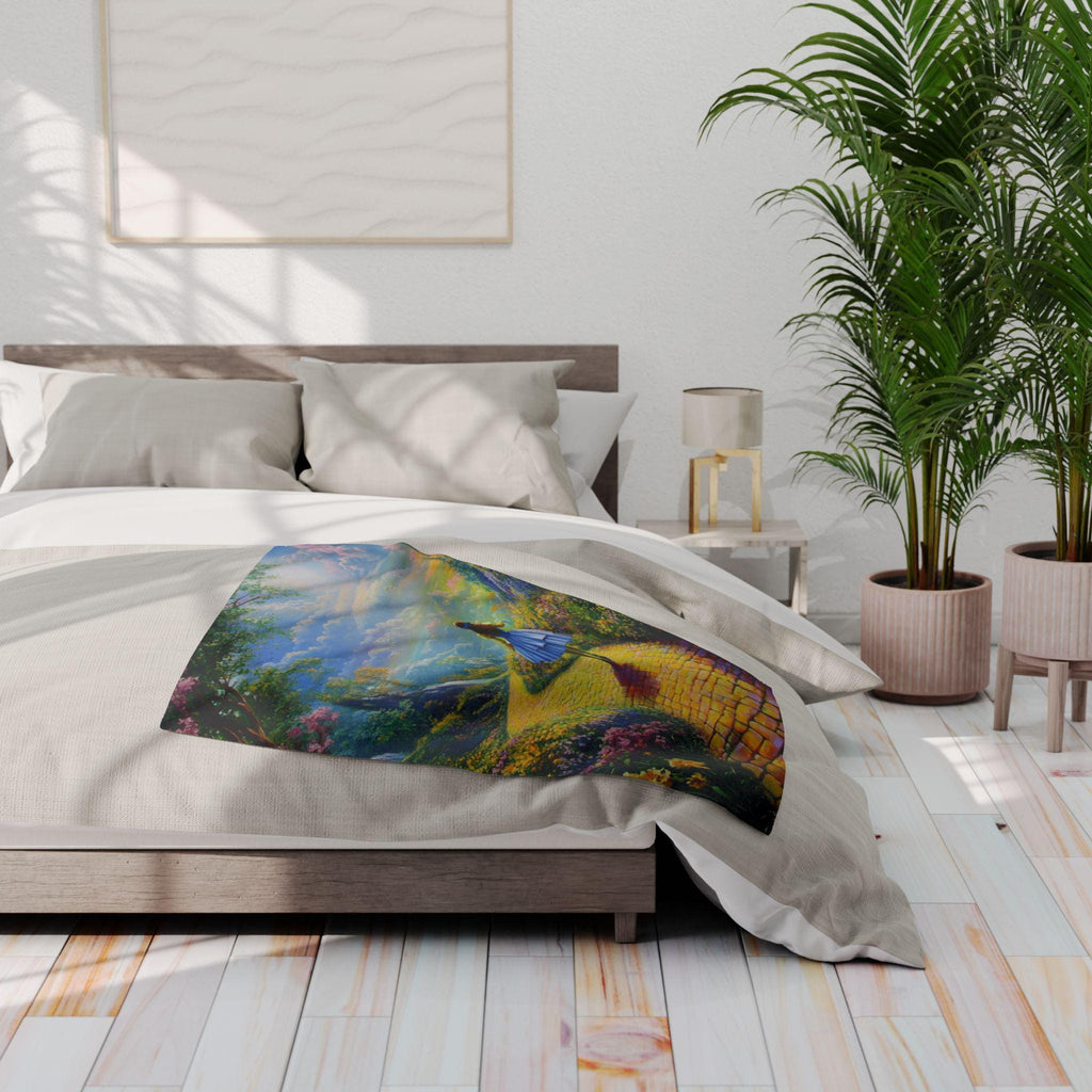 Whimsical Arctic Fantasy Landscape Fleece Throw Blanket - Cozy Winter Home Decor Gift