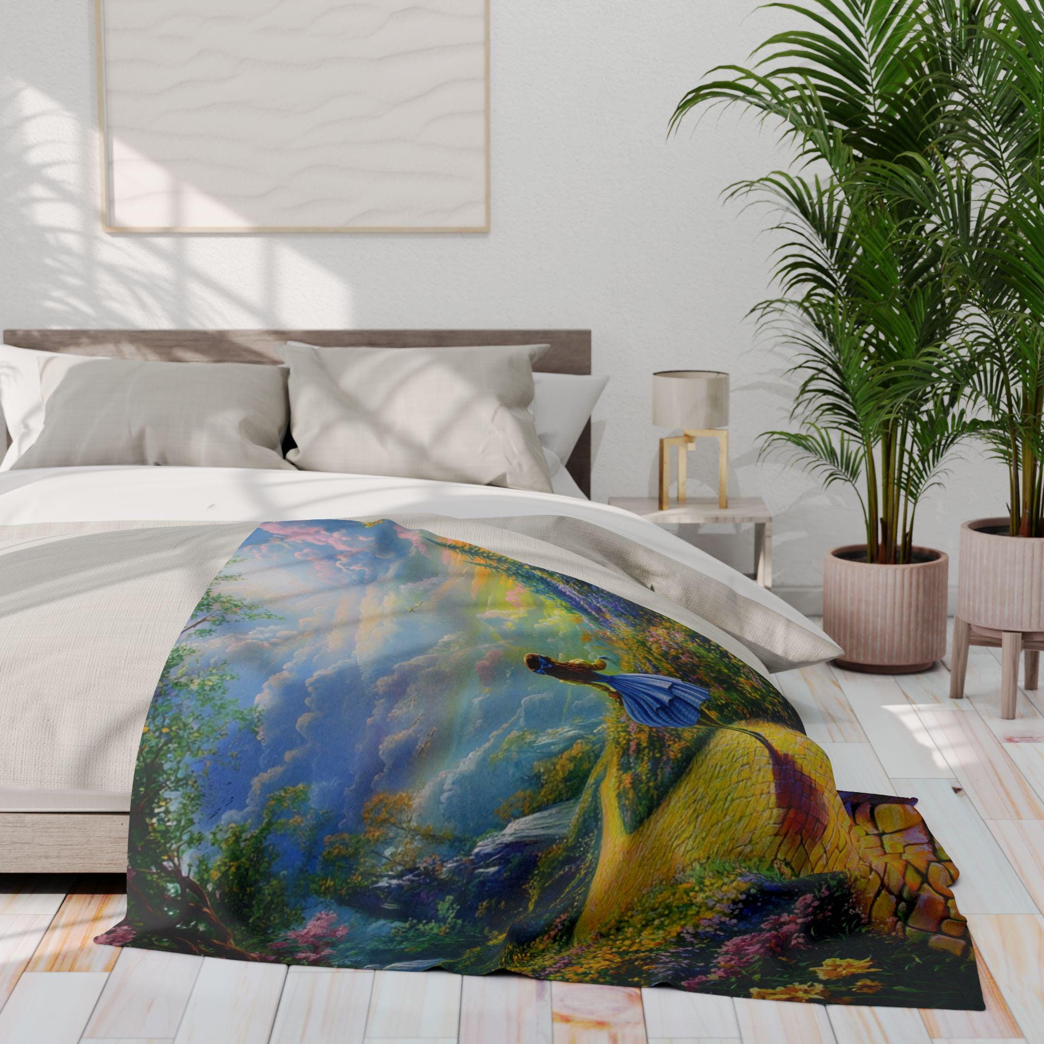 Whimsical Arctic Fantasy Landscape Fleece Throw Blanket - Cozy Winter Home Decor Gift