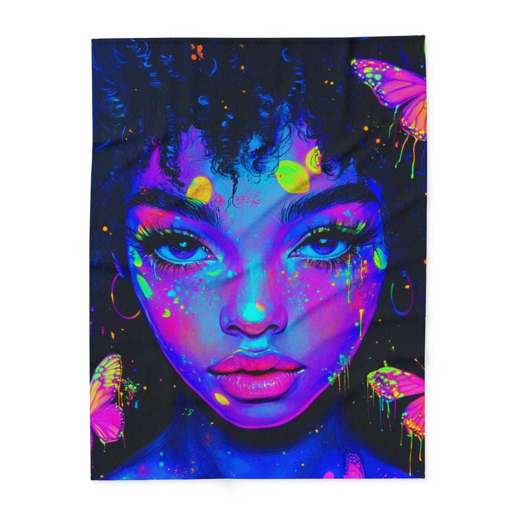 Vibrant Art Fleece Blanket: Colorful Boho Throw, Home Decor
