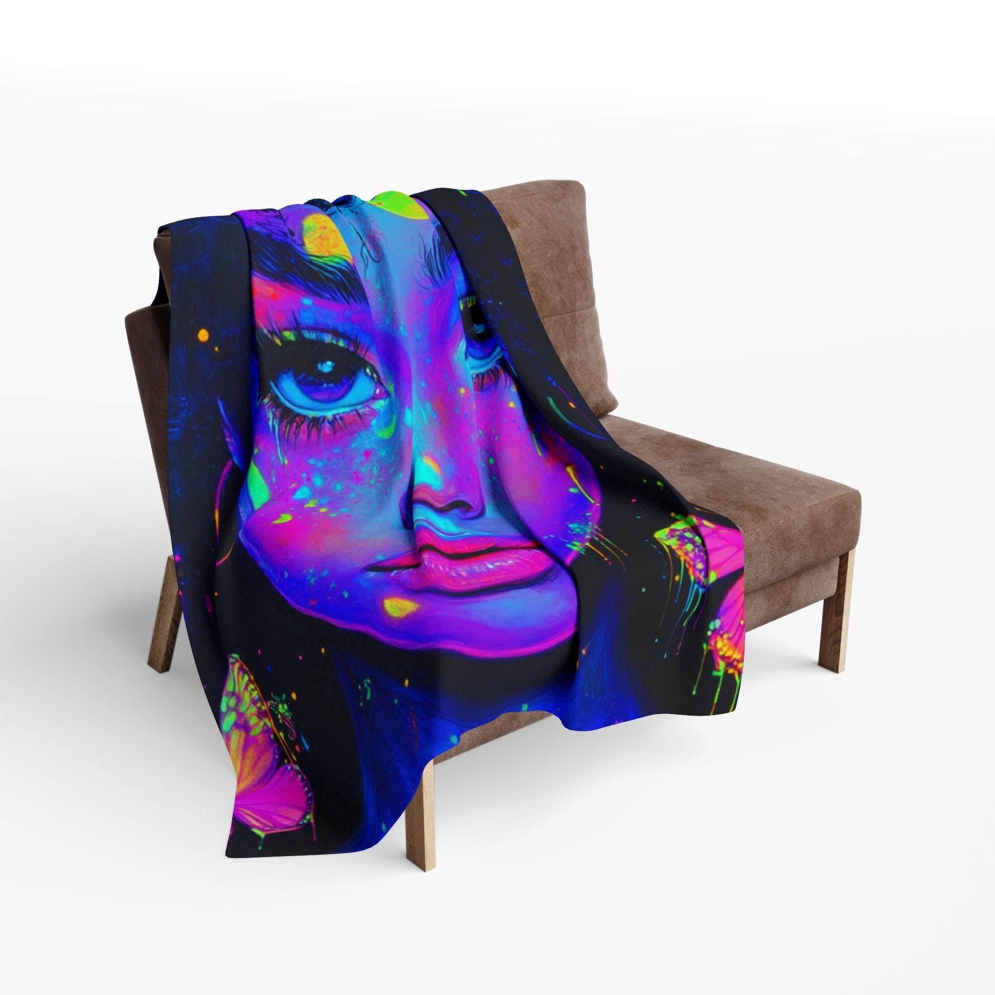 Vibrant Art Fleece Blanket: Colorful Boho Throw, Home Decor