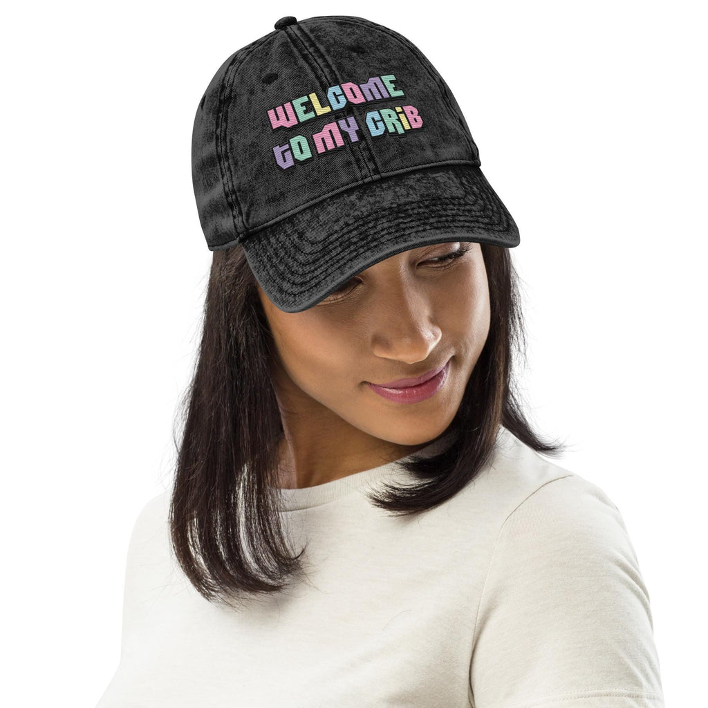 Welcome to My Crib Y2K Embroidered Vintage Cotton Twill Hat – 2000s Aesthetic Baby Design, Retro Funny Baby Hat, Millennium Style"  Tags:
