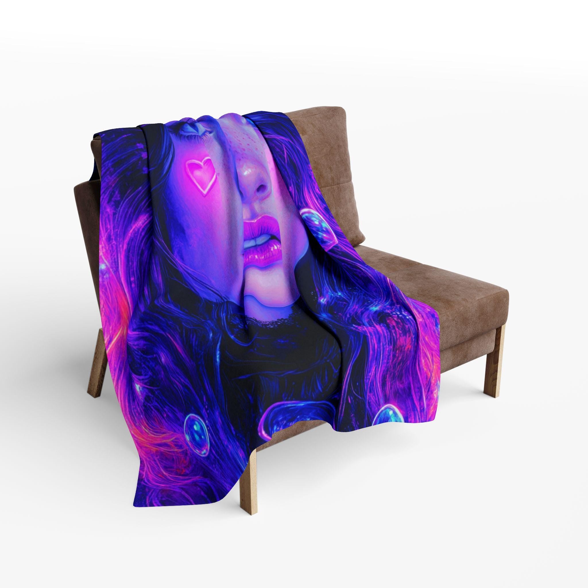 Cosmic Dreamscape Fleece Throw: Witchy Galaxy Art Blanket for Cozy Home Decor