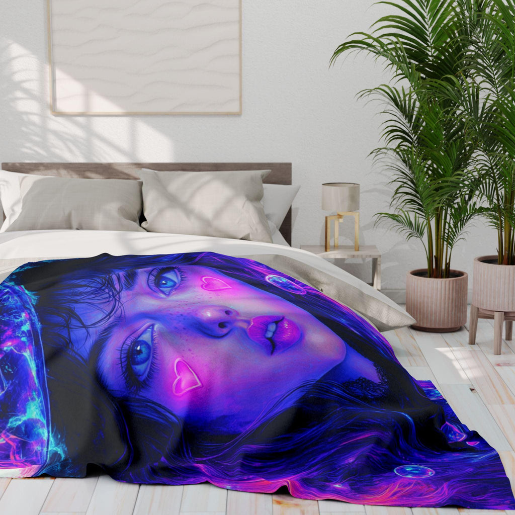 Cosmic Dreamscape Fleece Throw: Witchy Galaxy Art Blanket for Cozy Home Decor