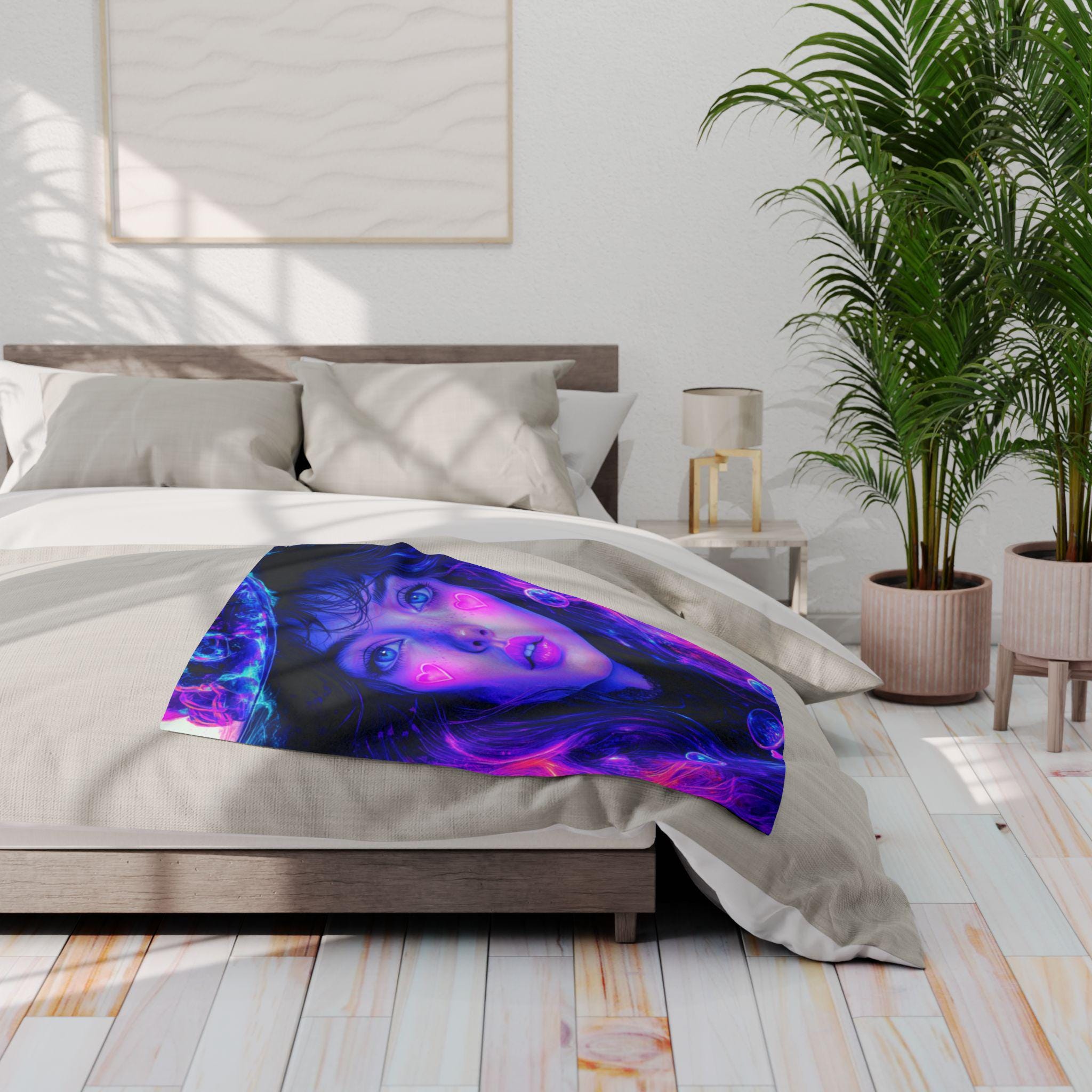 Cosmic Dreamscape Fleece Throw: Witchy Galaxy Art Blanket for Cozy Home Decor