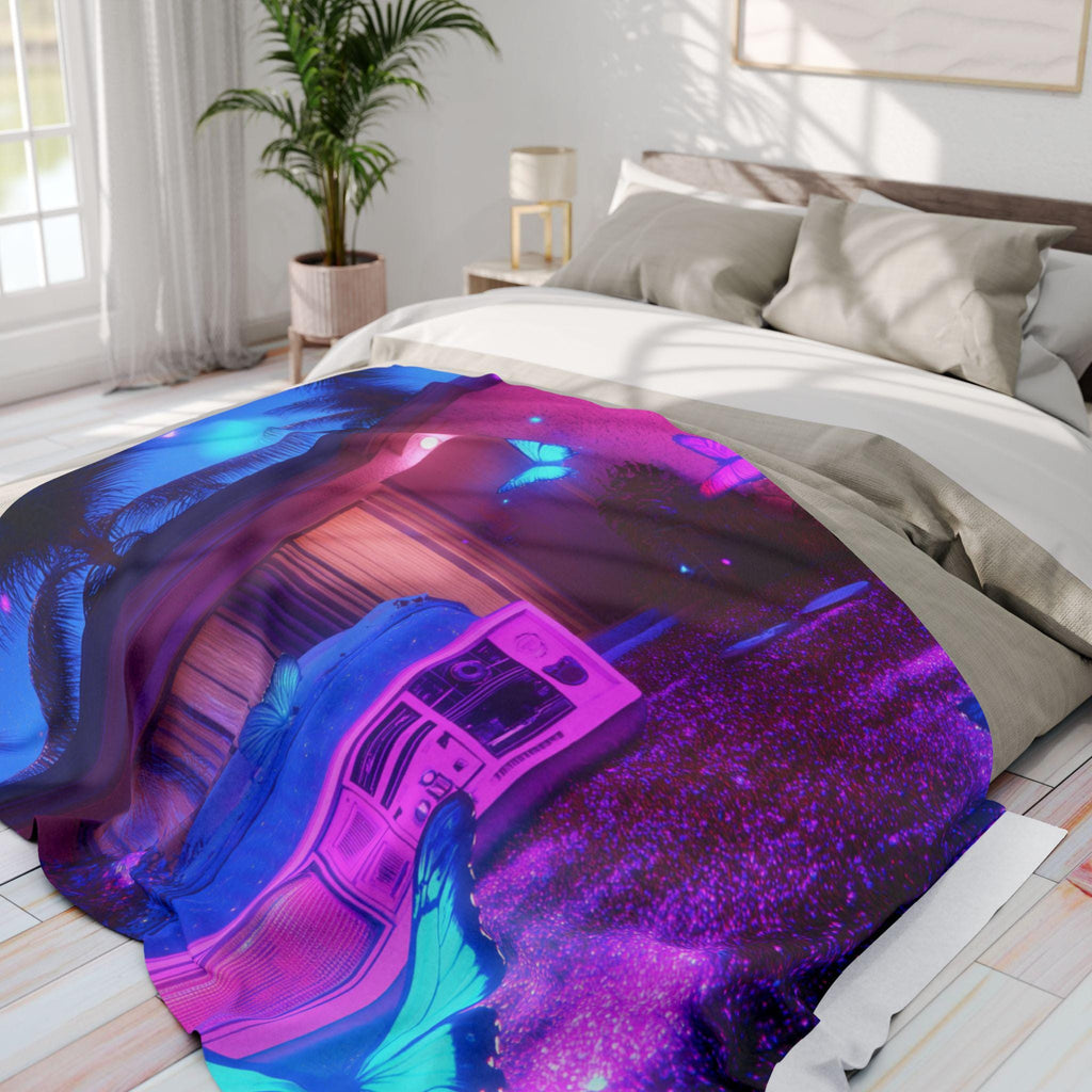 Vibrant Ethereal Butterfly Fleece Throw: Cozy Colorful Home Decor Art Gift for Living Room