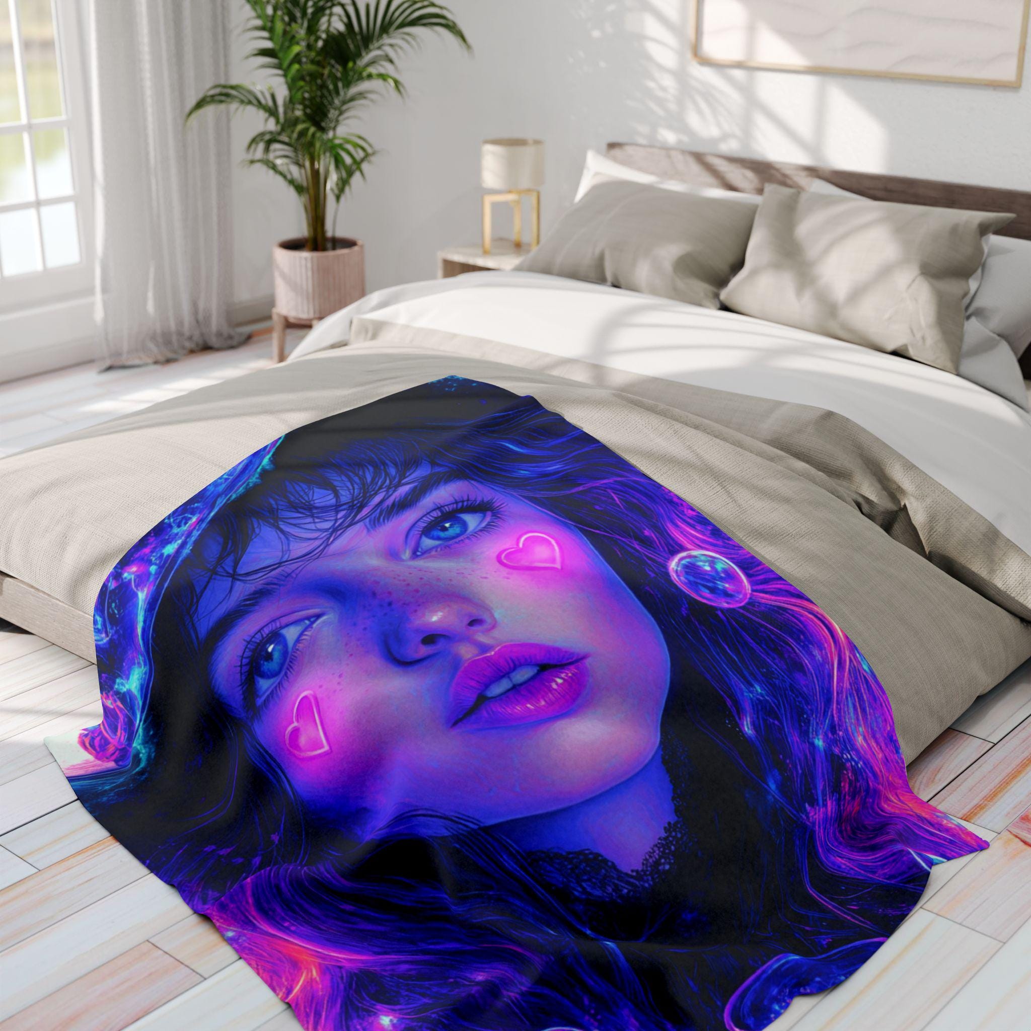 Cosmic Dreamscape Fleece Throw: Witchy Galaxy Art Blanket for Cozy Home Decor