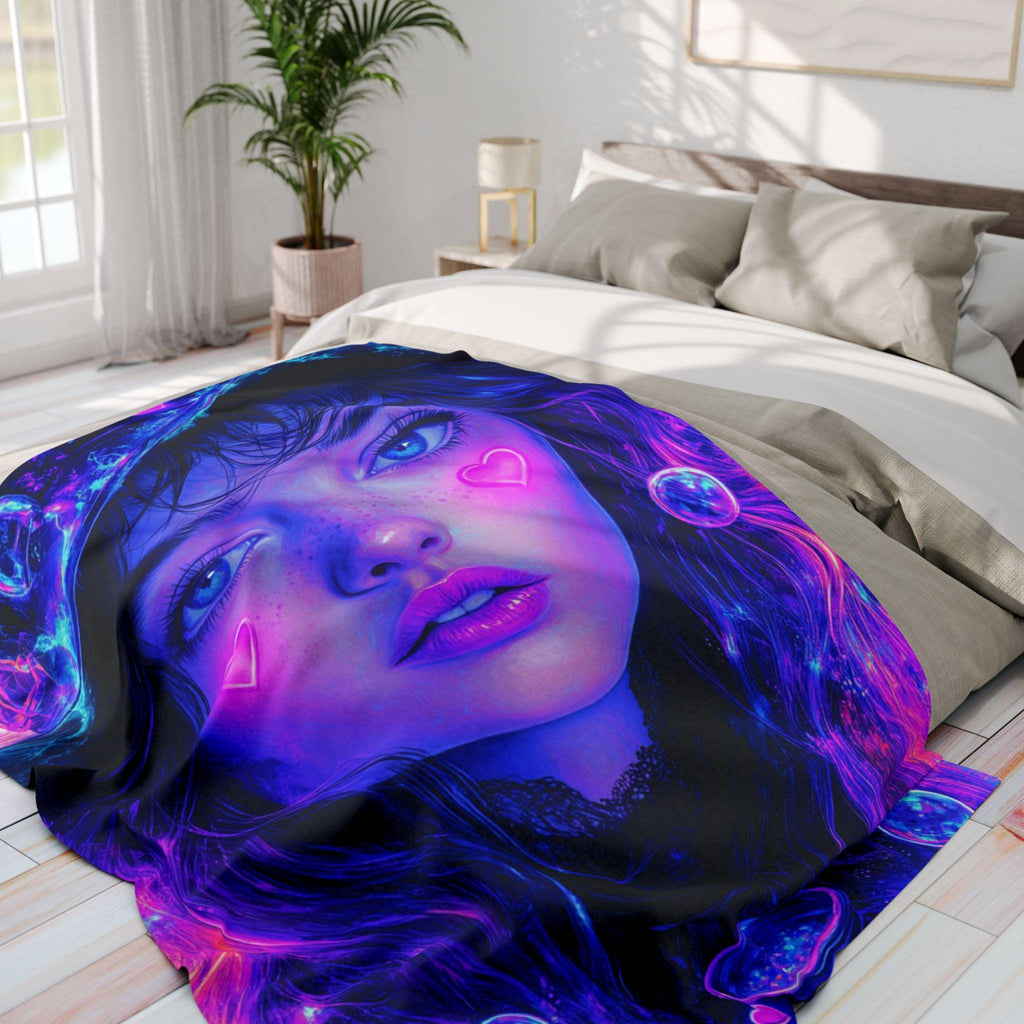 Cosmic Dreamscape Fleece Throw: Witchy Galaxy Art Blanket for Cozy Home Decor