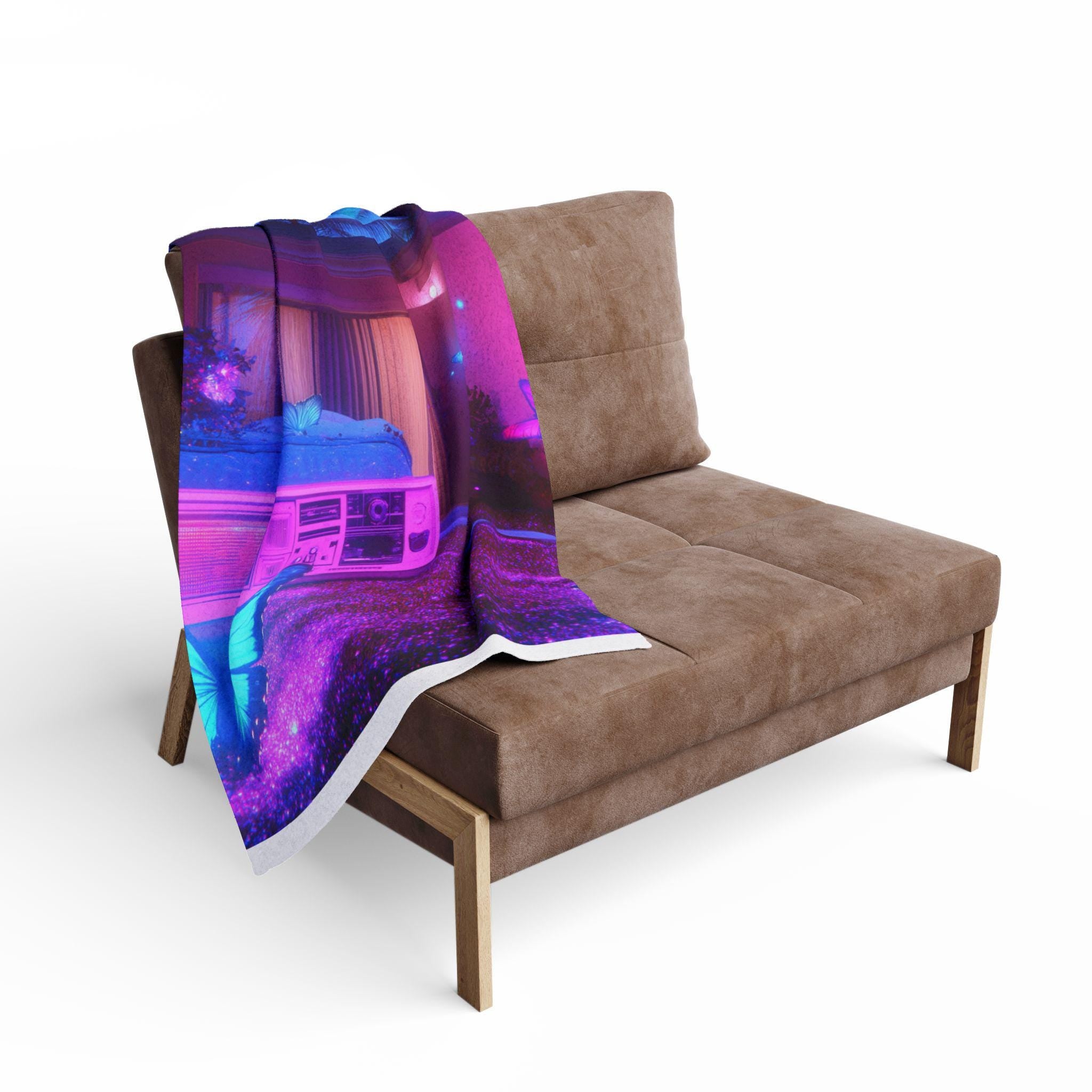 Vibrant Ethereal Butterfly Fleece Throw: Cozy Colorful Home Decor Art Gift for Living Room