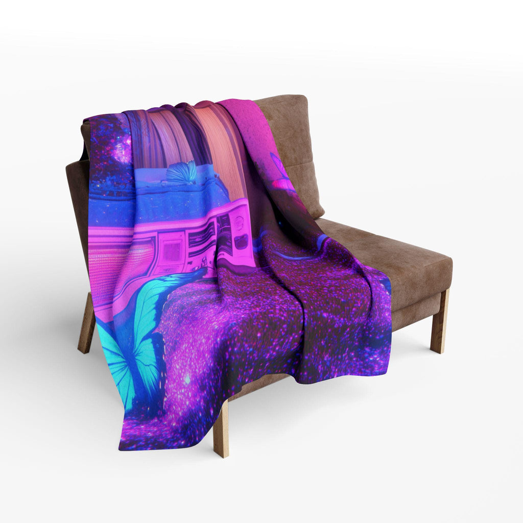 Vibrant Ethereal Butterfly Fleece Throw: Cozy Colorful Home Decor Art Gift for Living Room