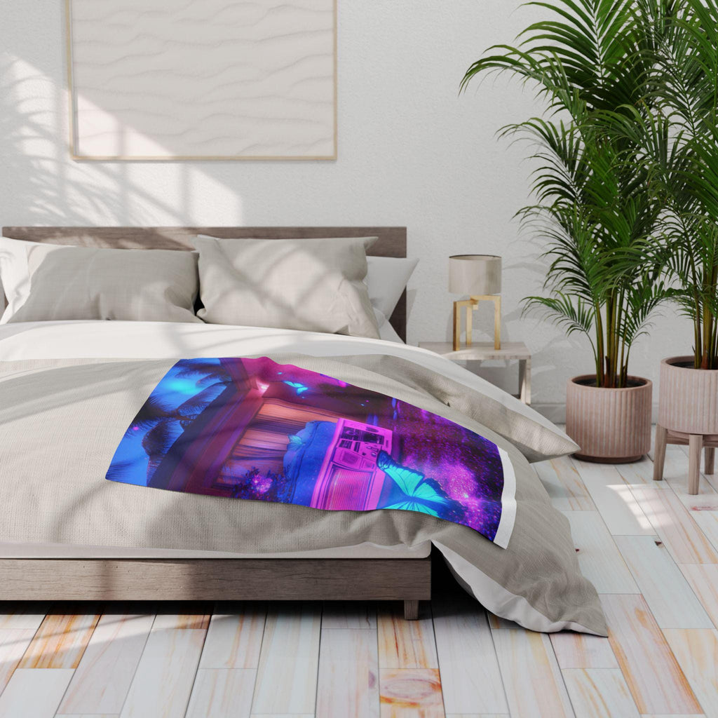 Vibrant Ethereal Butterfly Fleece Throw: Cozy Colorful Home Decor Art Gift for Living Room