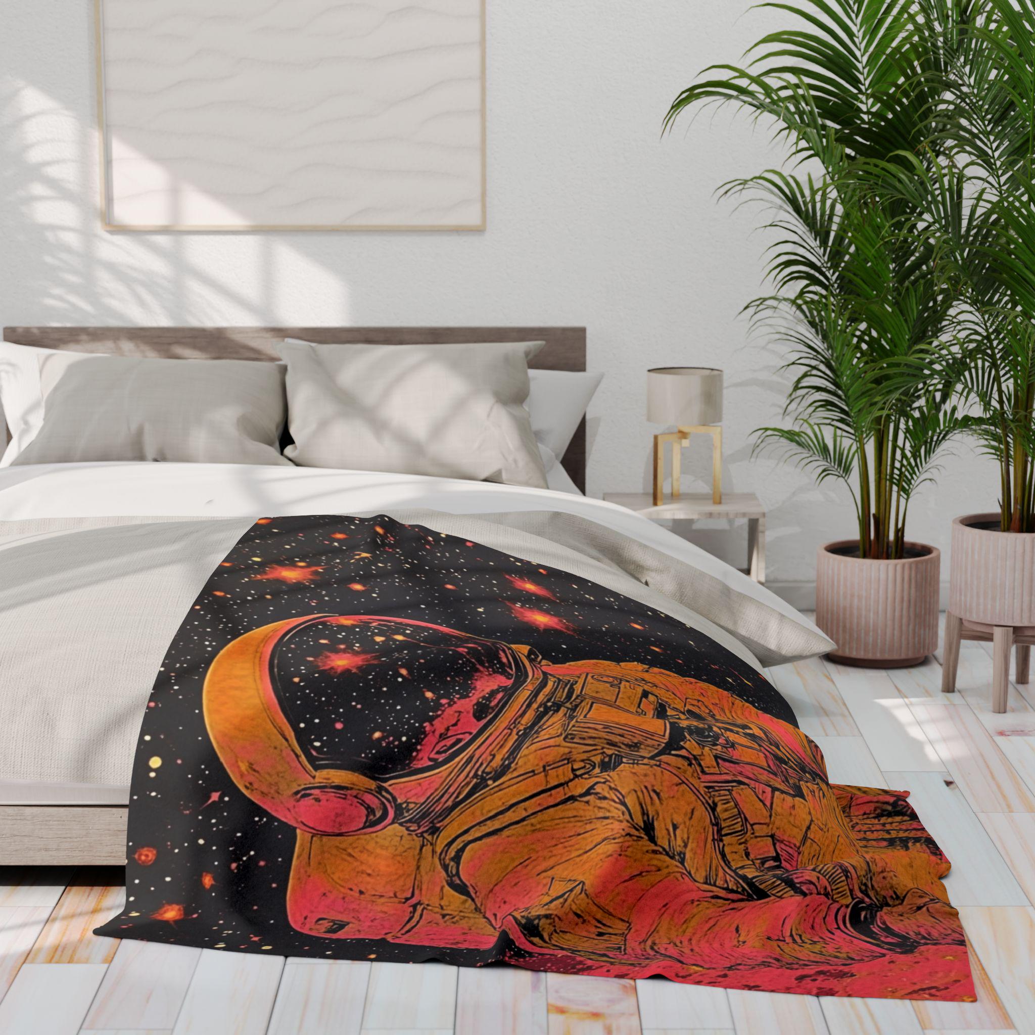 Cosmic Astronaut Galaxy Fleece Throw: Space-Themed Novelty Blanket for Home Decor & Cozy Comfort