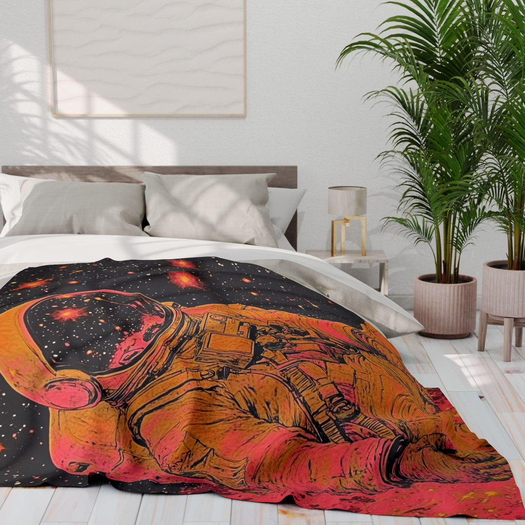 Cosmic Astronaut Galaxy Fleece Throw: Space-Themed Novelty Blanket for Home Decor & Cozy Comfort