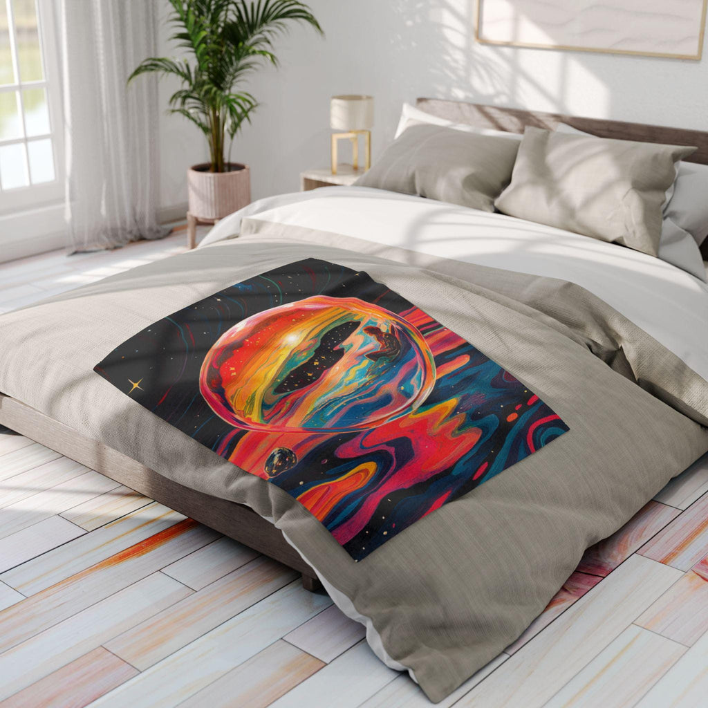 Whimsical Floral Fleece Throw: Colorful Butterfly Art Blanket for Cozy Home Decor
