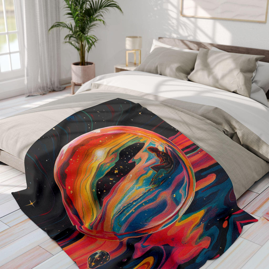 Whimsical Floral Fleece Throw: Colorful Butterfly Art Blanket for Cozy Home Decor