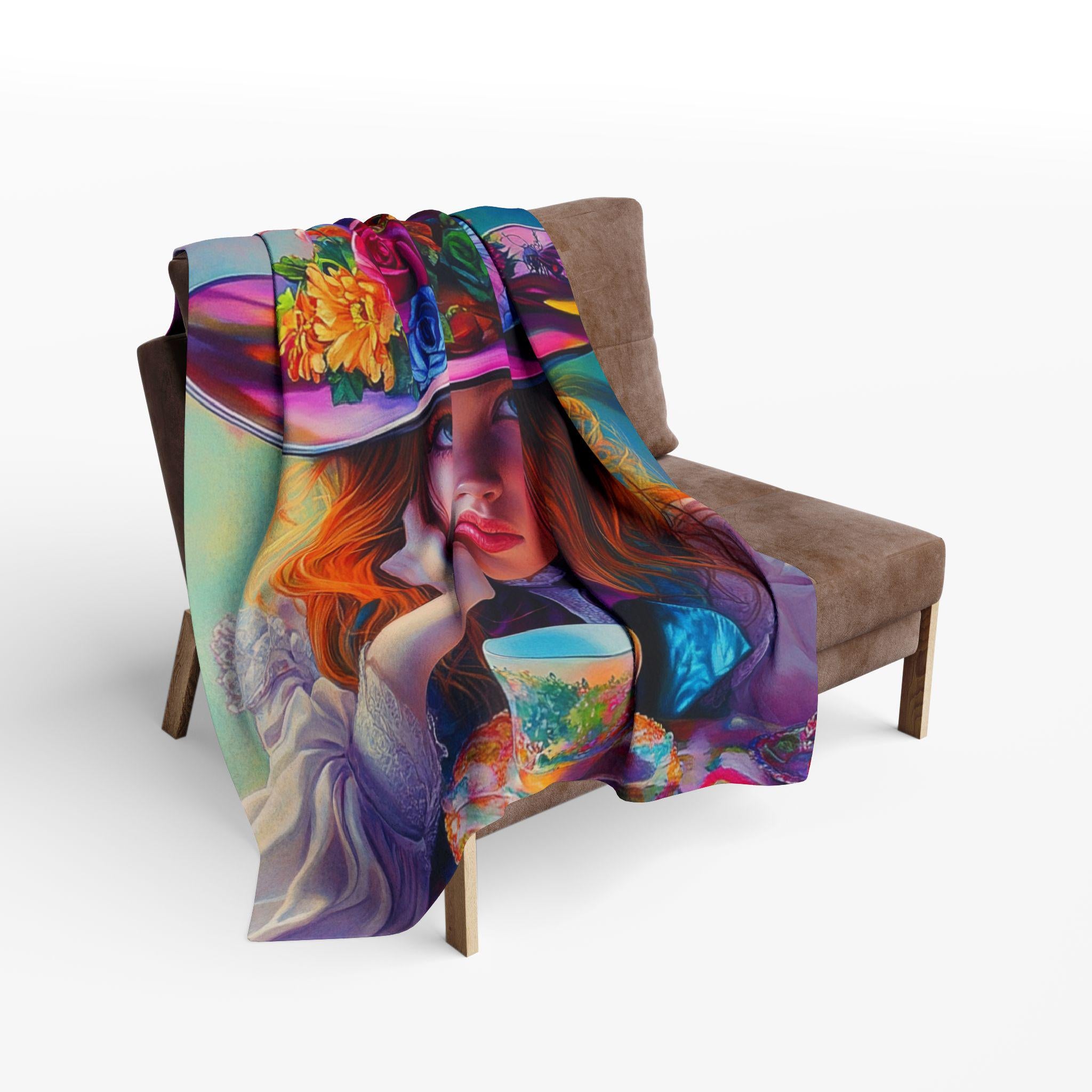 Vibrant Floral Fleece Throw: Whimsical Butterfly Art Blanket for Cozy Home Decor