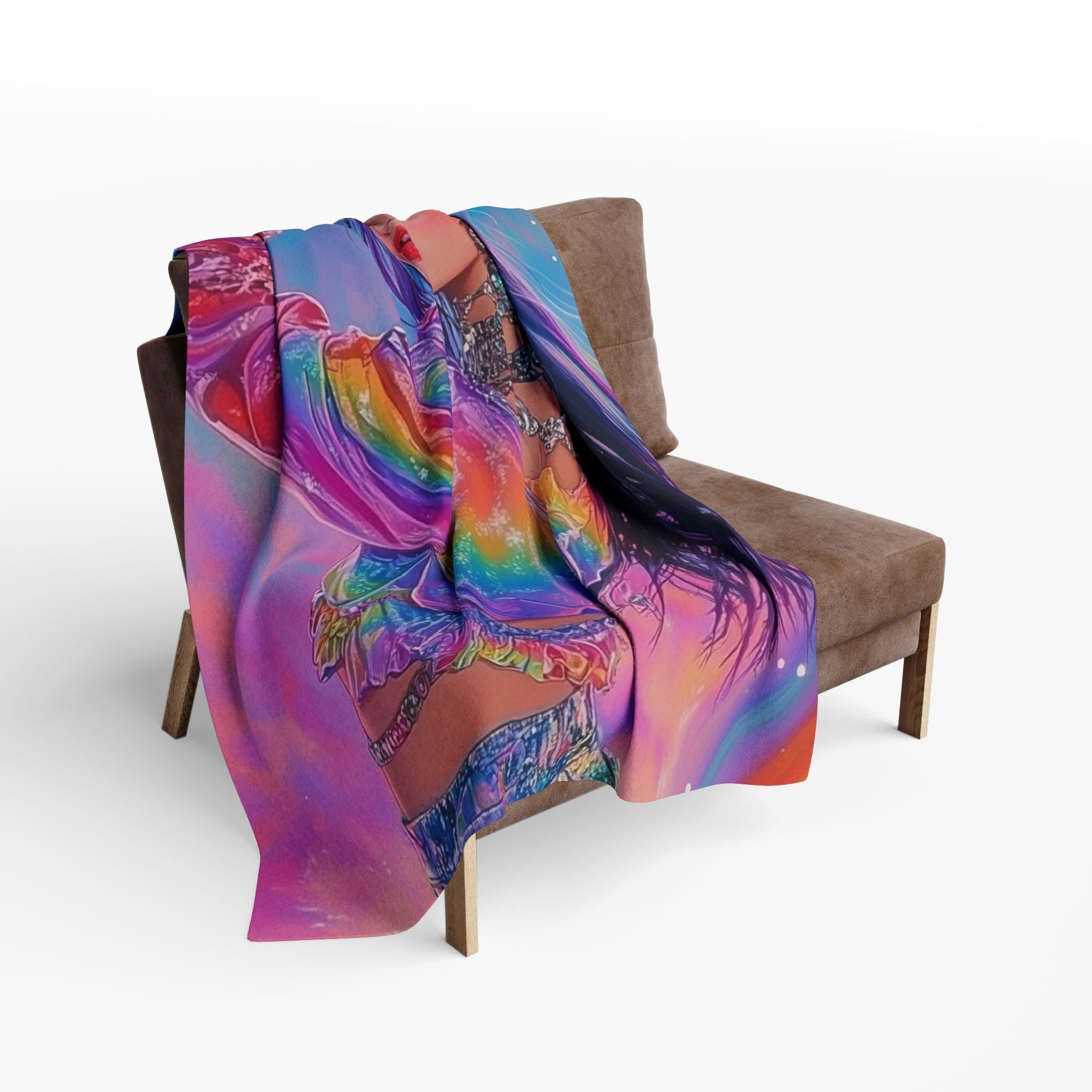 Colorful Rainbow Arctic Fleece Blanket: Boho Bedroom Decor