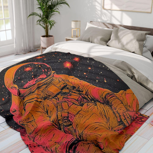 Cosmic Astronaut Galaxy Fleece Throw: Space-Themed Novelty Blanket for Home Decor & Cozy Comfort