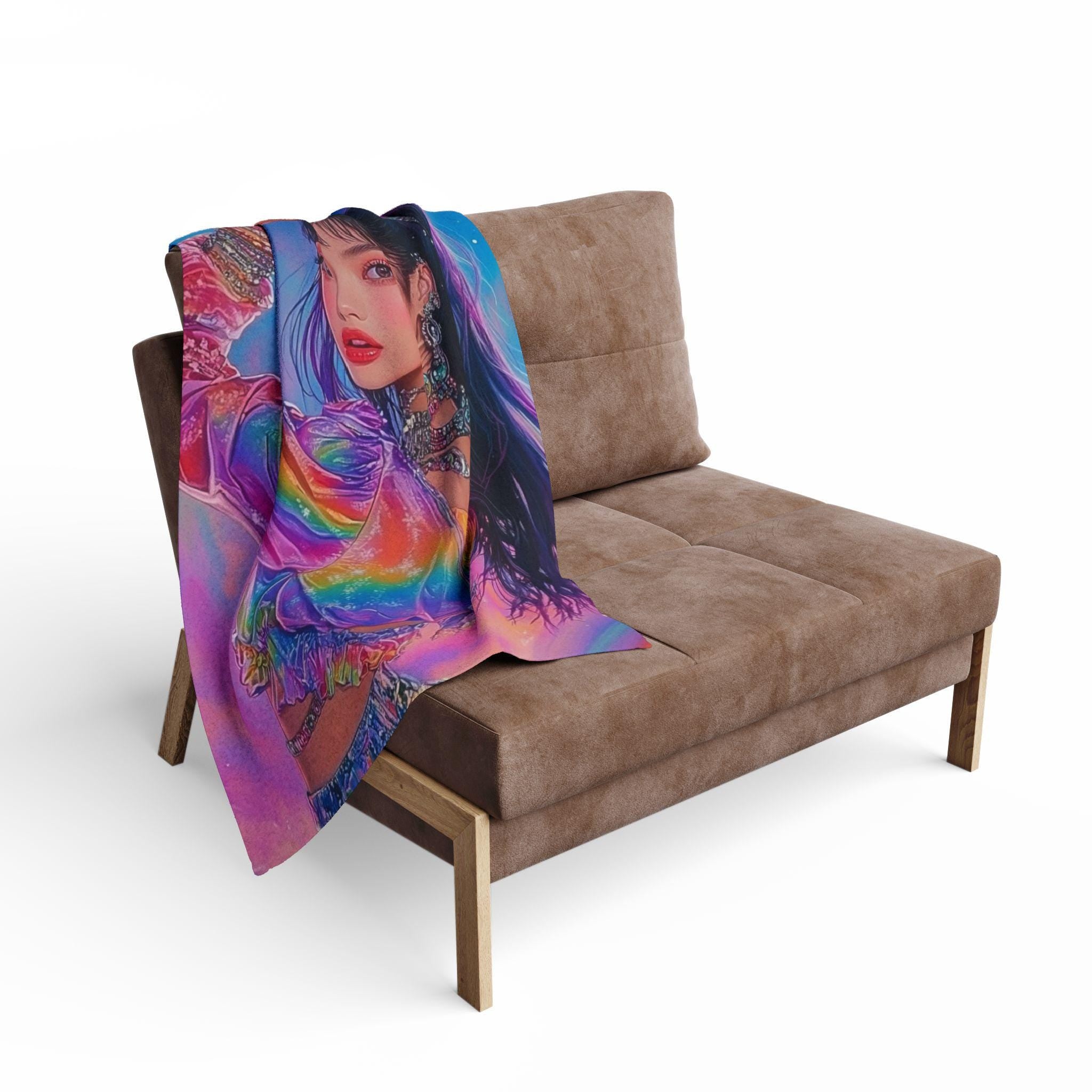 Colorful Rainbow Arctic Fleece Blanket: Boho Bedroom Decor