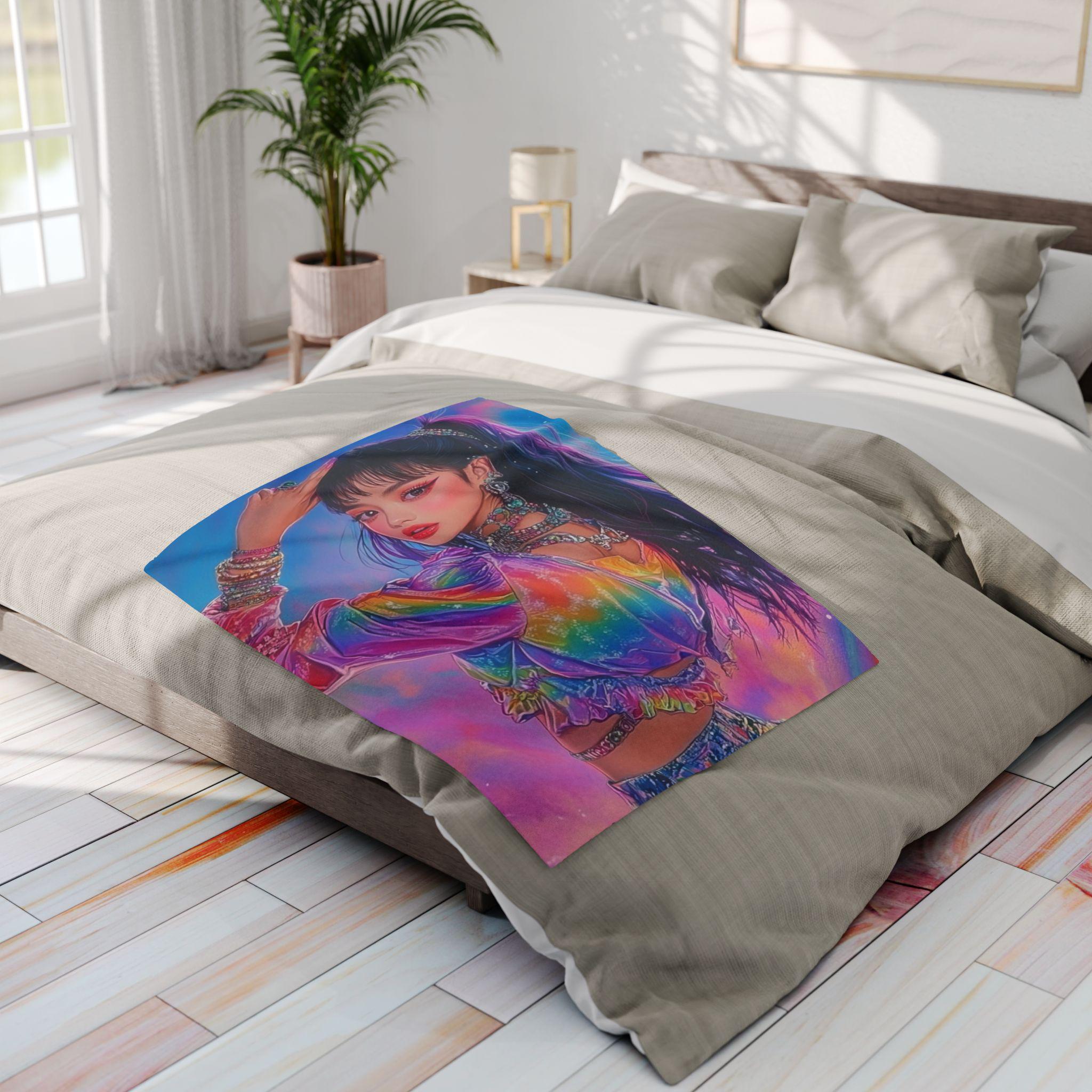 Colorful Rainbow Arctic Fleece Blanket: Boho Bedroom Decor