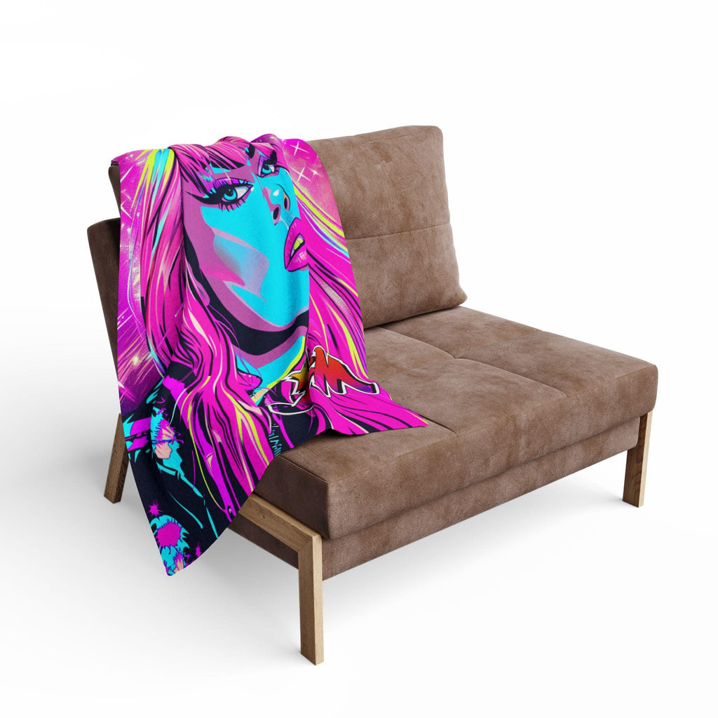Vibrant Pop Art Fleece Blanket: Retro Colorful Throw