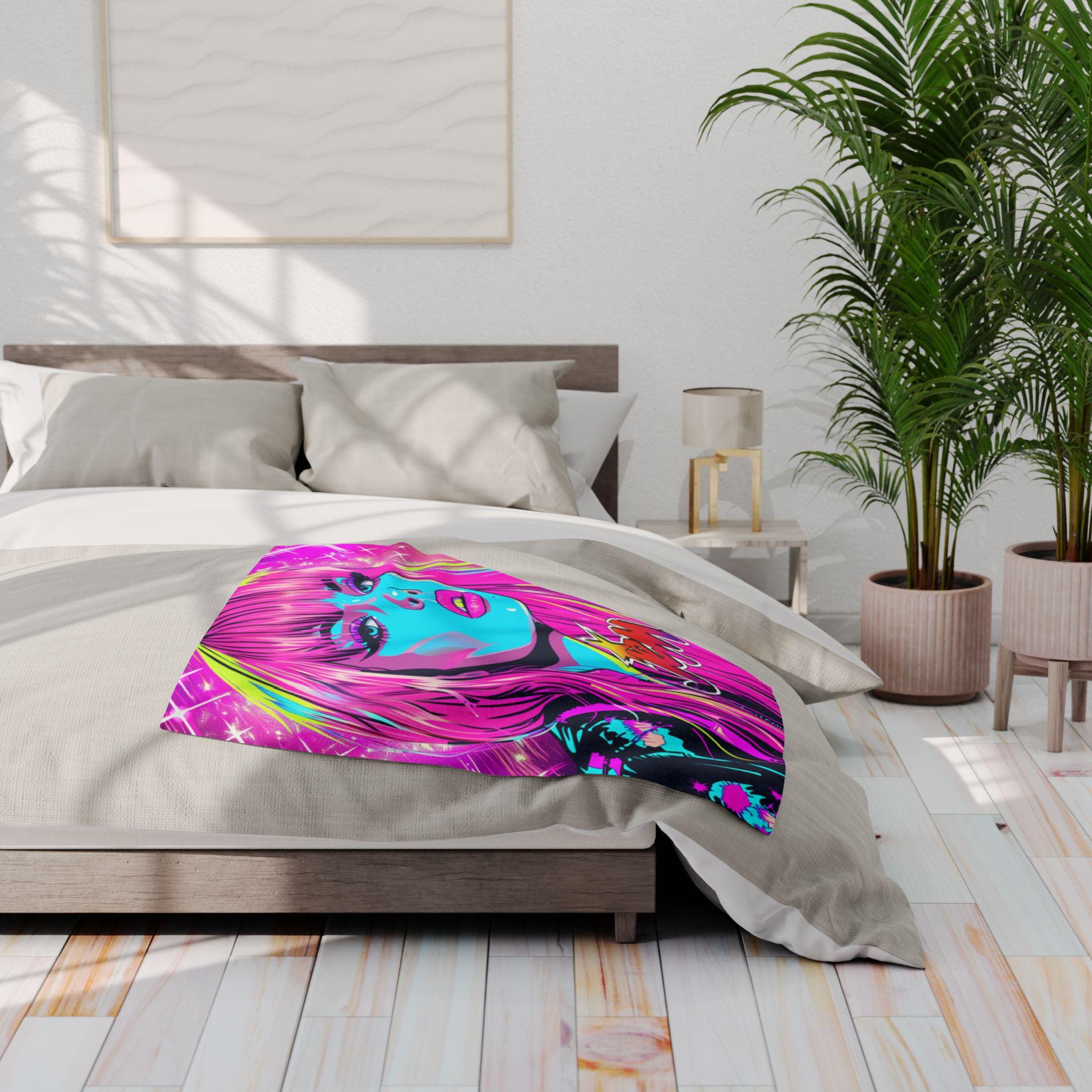 Vibrant Pop Art Fleece Blanket: Retro Colorful Throw