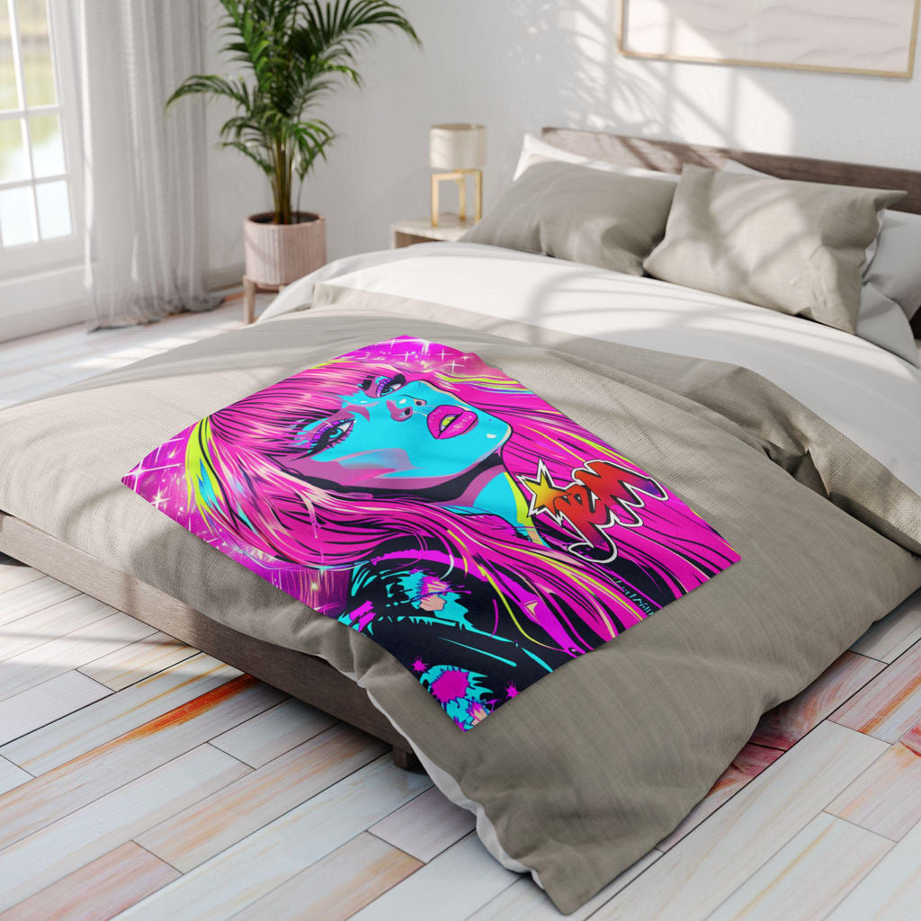 Vibrant Pop Art Fleece Blanket: Retro Colorful Throw