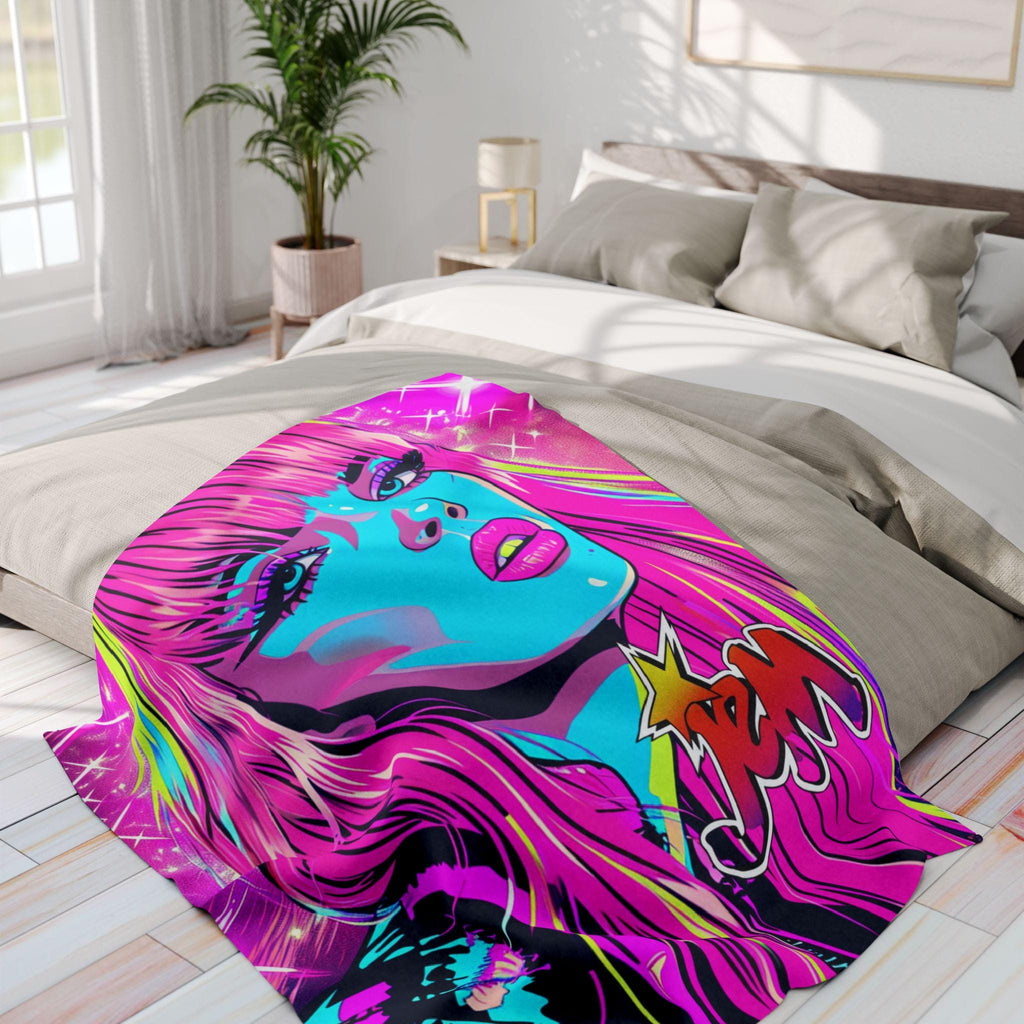 Vibrant Pop Art Fleece Blanket: Retro Colorful Throw