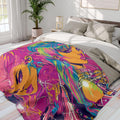 Retro Pop Art Fleece Blanket: Colorful Home Decor Throw