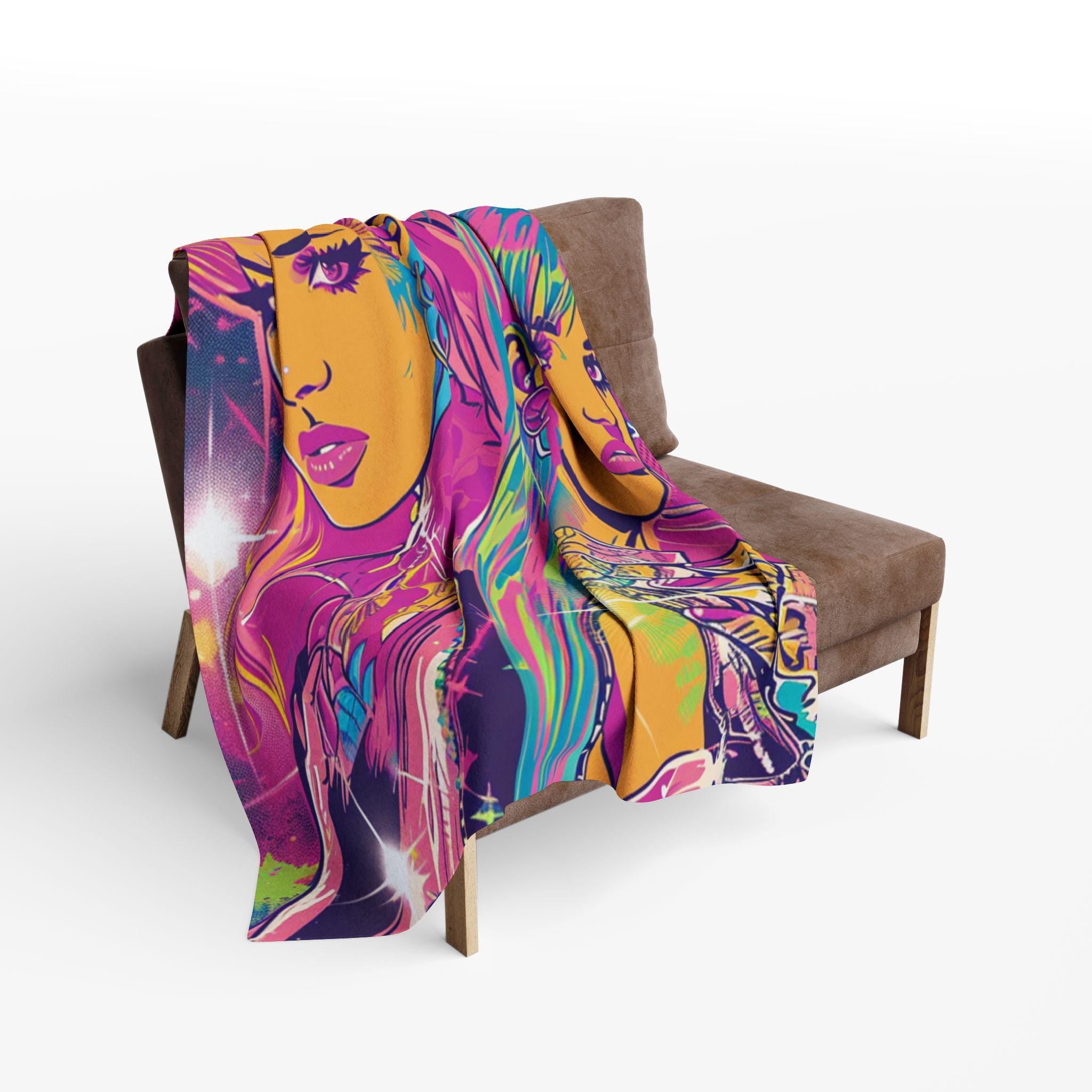 Retro Pop Art Fleece Blanket: Colorful Home Decor Throw