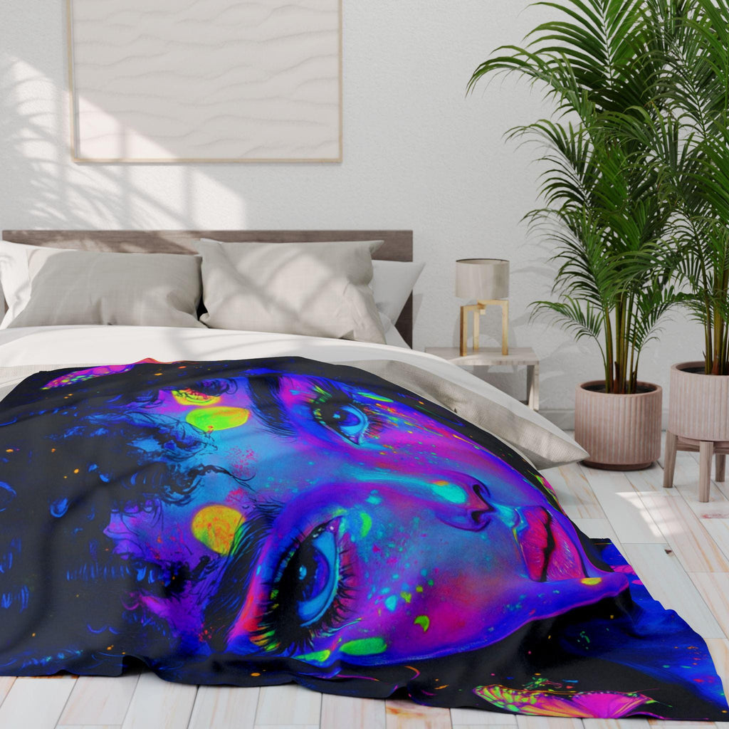 Vibrant Art Fleece Blanket: Colorful Boho Throw, Home Decor