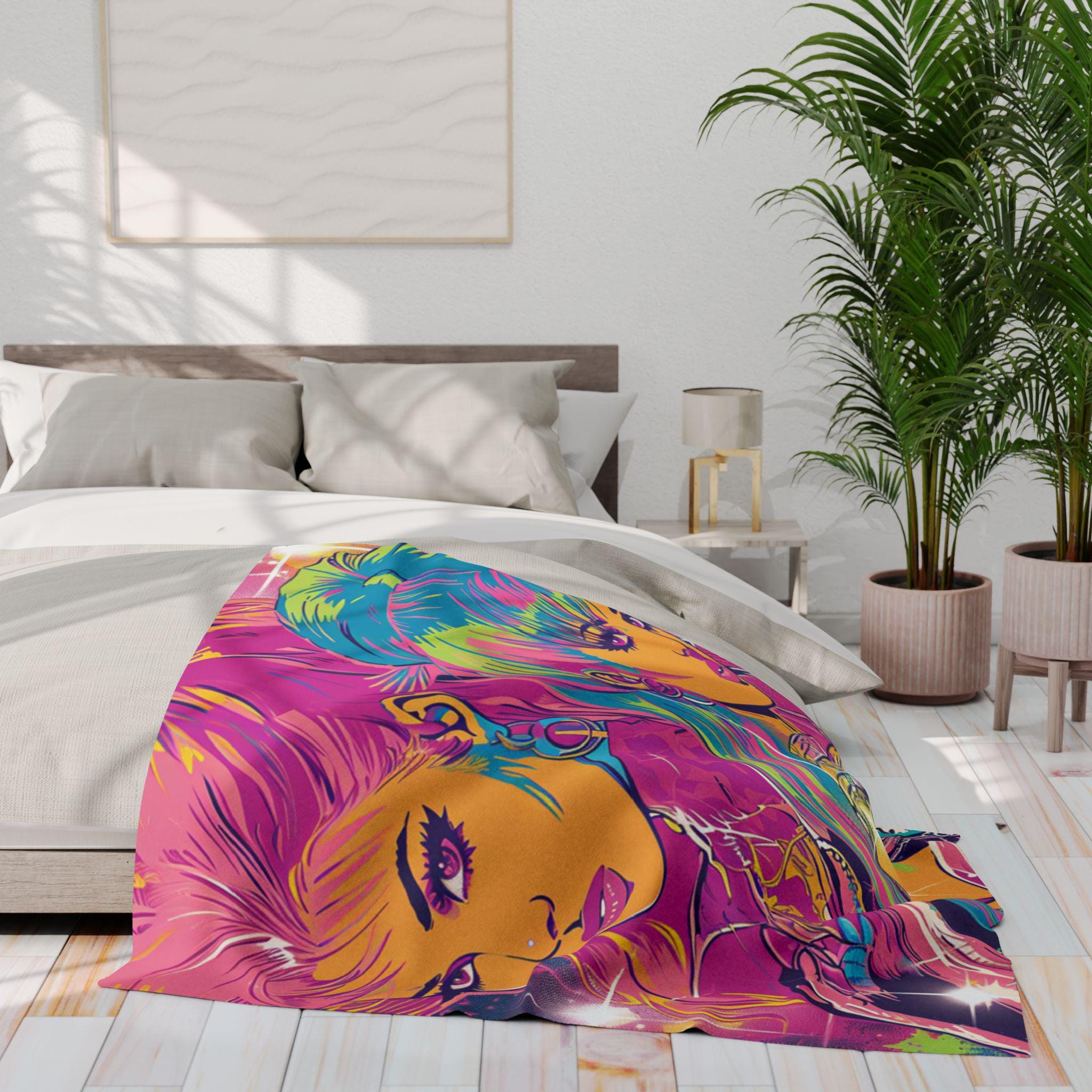 Retro Pop Art Fleece Blanket: Colorful Home Decor Throw