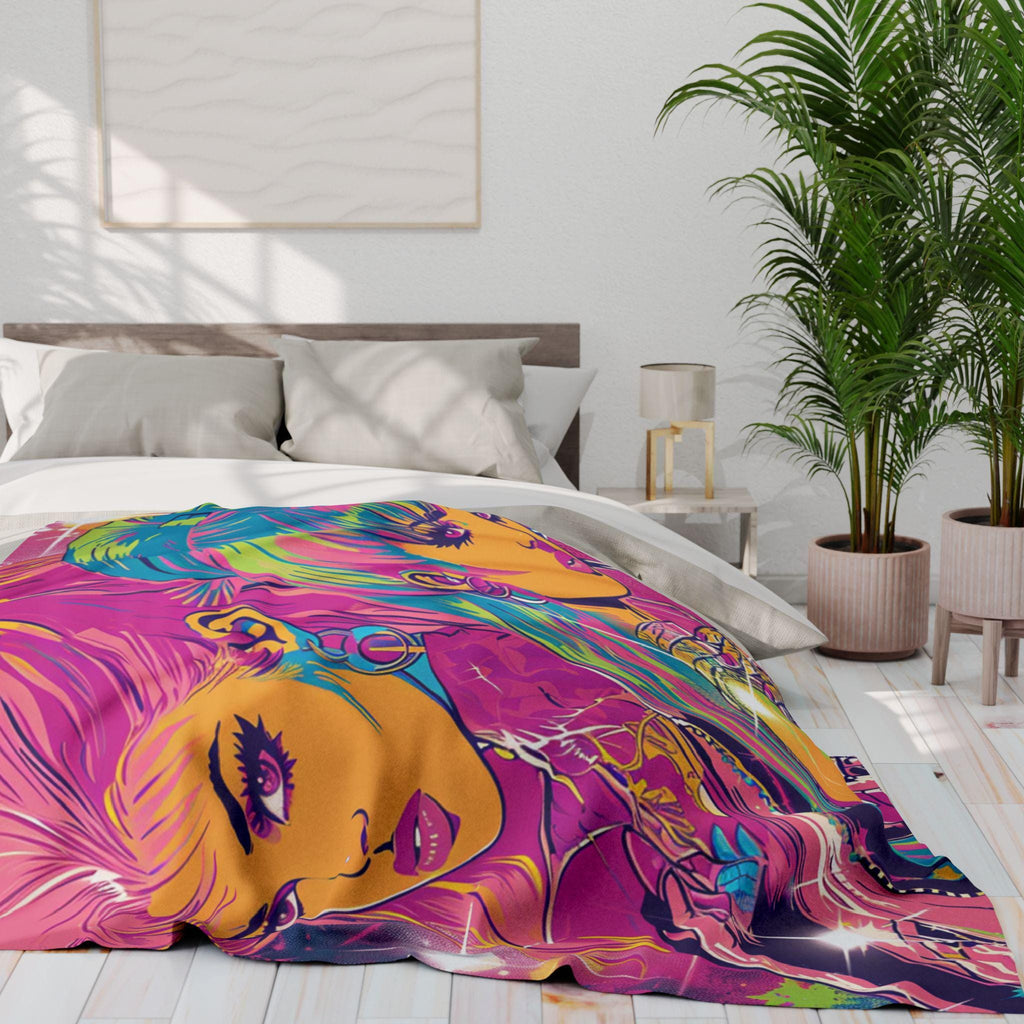Retro Pop Art Fleece Blanket: Colorful Home Decor Throw