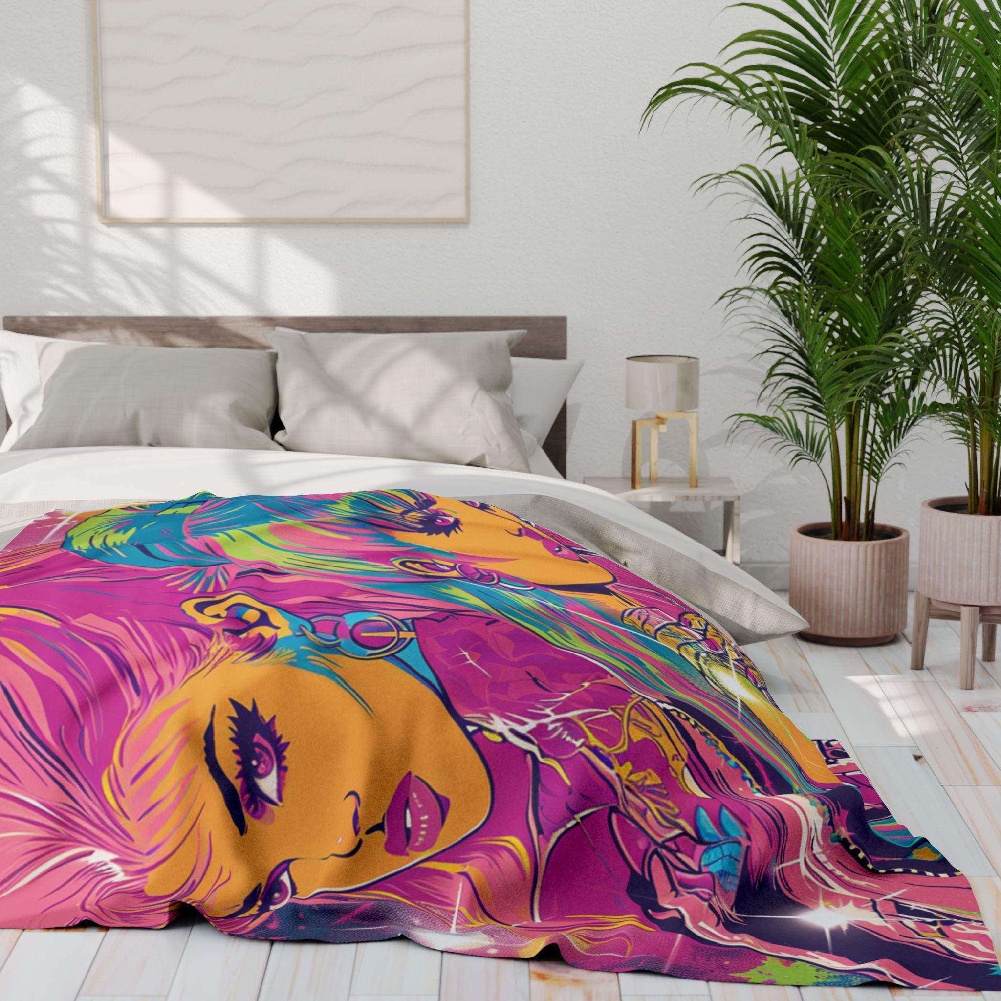 Retro Pop Art Fleece Blanket: Colorful Home Decor Throw