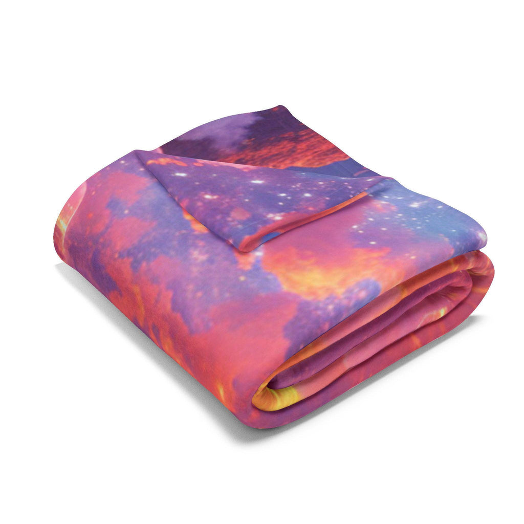 Vibrant Fantasy Fleece Blanket: Cozy Boho Art Decor Throw