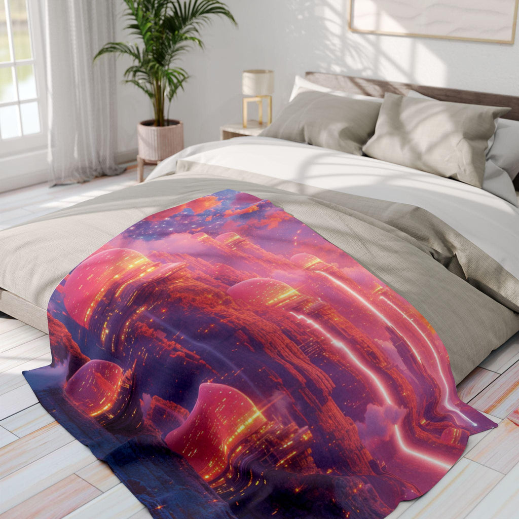 Vibrant Fantasy Fleece Blanket: Cozy Boho Art Decor Throw