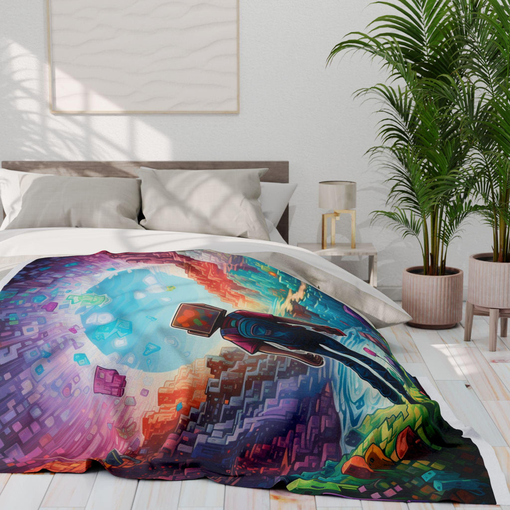 Parody Vibrant Arctic Fleece Gaming Blanket: Cozy Video Game Decor for Playroom & Bedroom Accessories