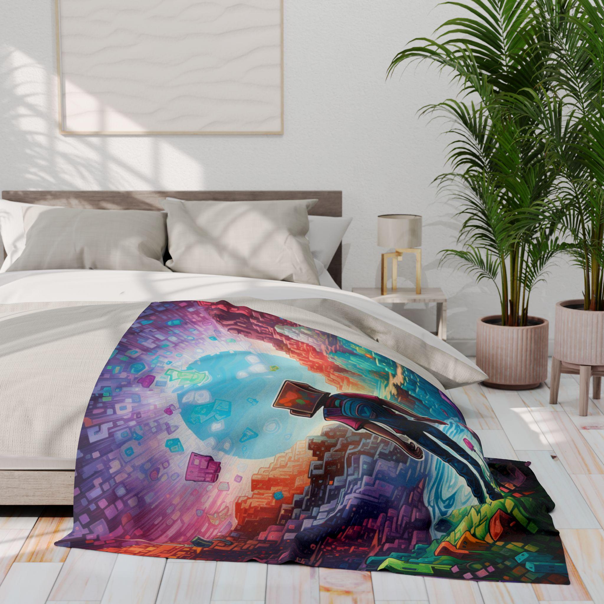 Parody Vibrant Arctic Fleece Gaming Blanket: Cozy Video Game Decor for Playroom & Bedroom Accessories