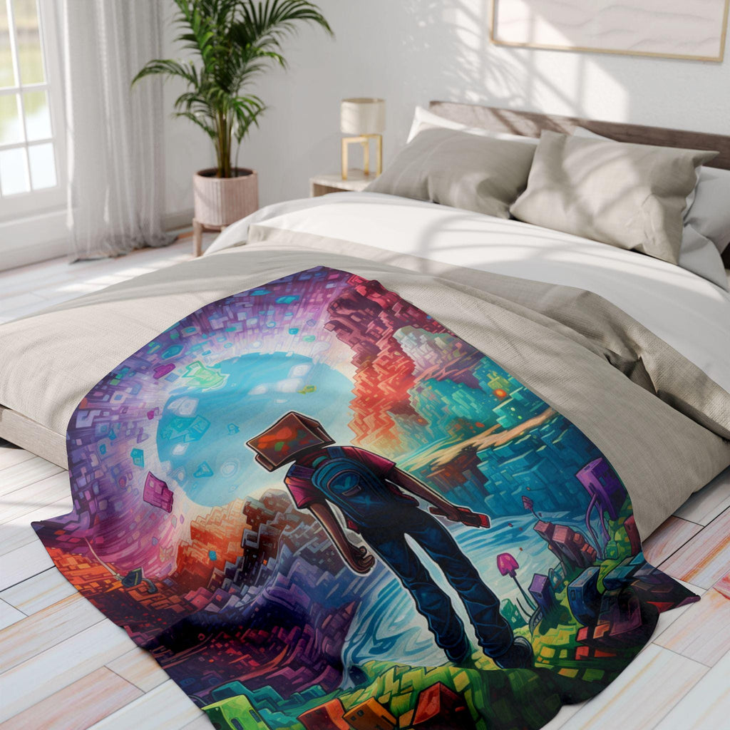 Parody Vibrant Arctic Fleece Gaming Blanket: Cozy Video Game Decor for Playroom & Bedroom Accessories