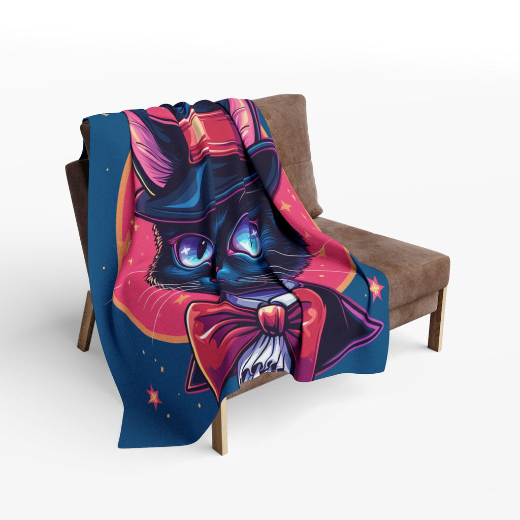 Magical Cat Art Fleece Blanket: Whimsical Home Decor