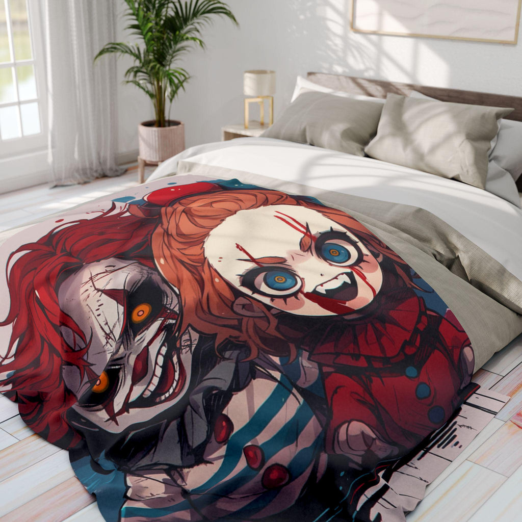 Creepy Clown Arctic Fleece Blanket: Horror Halloween Decor