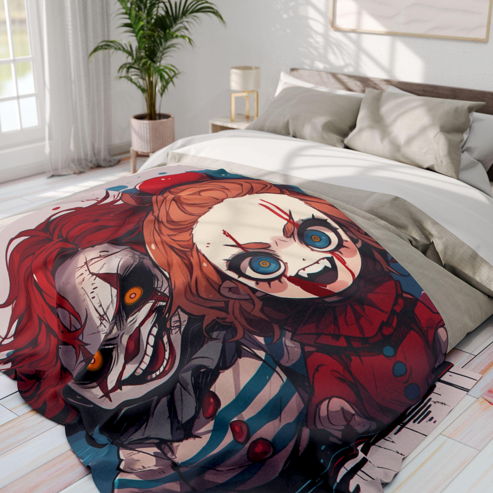 Creepy Clown Arctic Fleece Blanket: Horror Halloween Decor