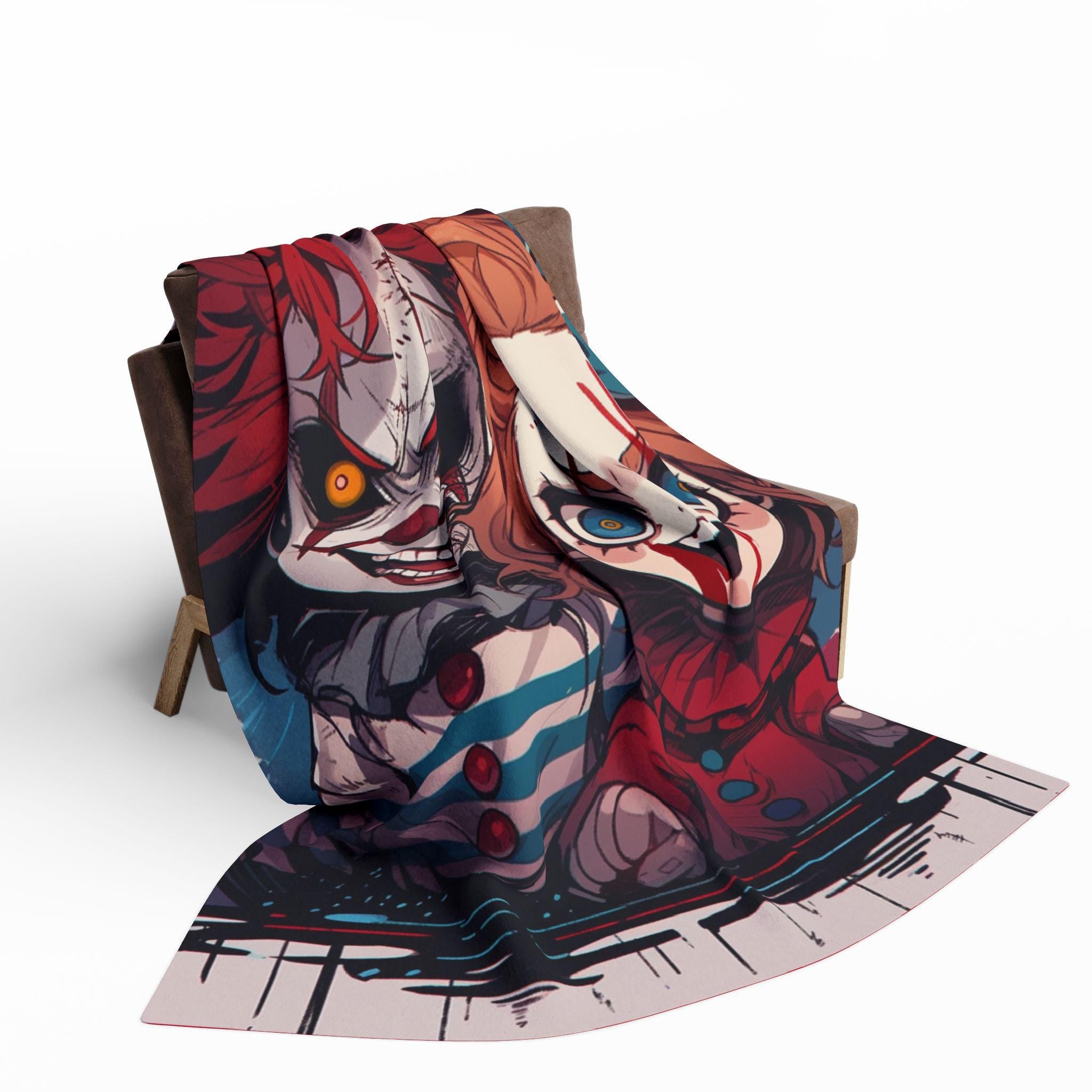 Creepy Clown Arctic Fleece Blanket: Horror Halloween Decor