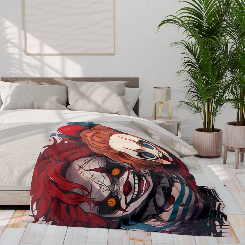Creepy Clown Arctic Fleece Blanket: Horror Halloween Decor