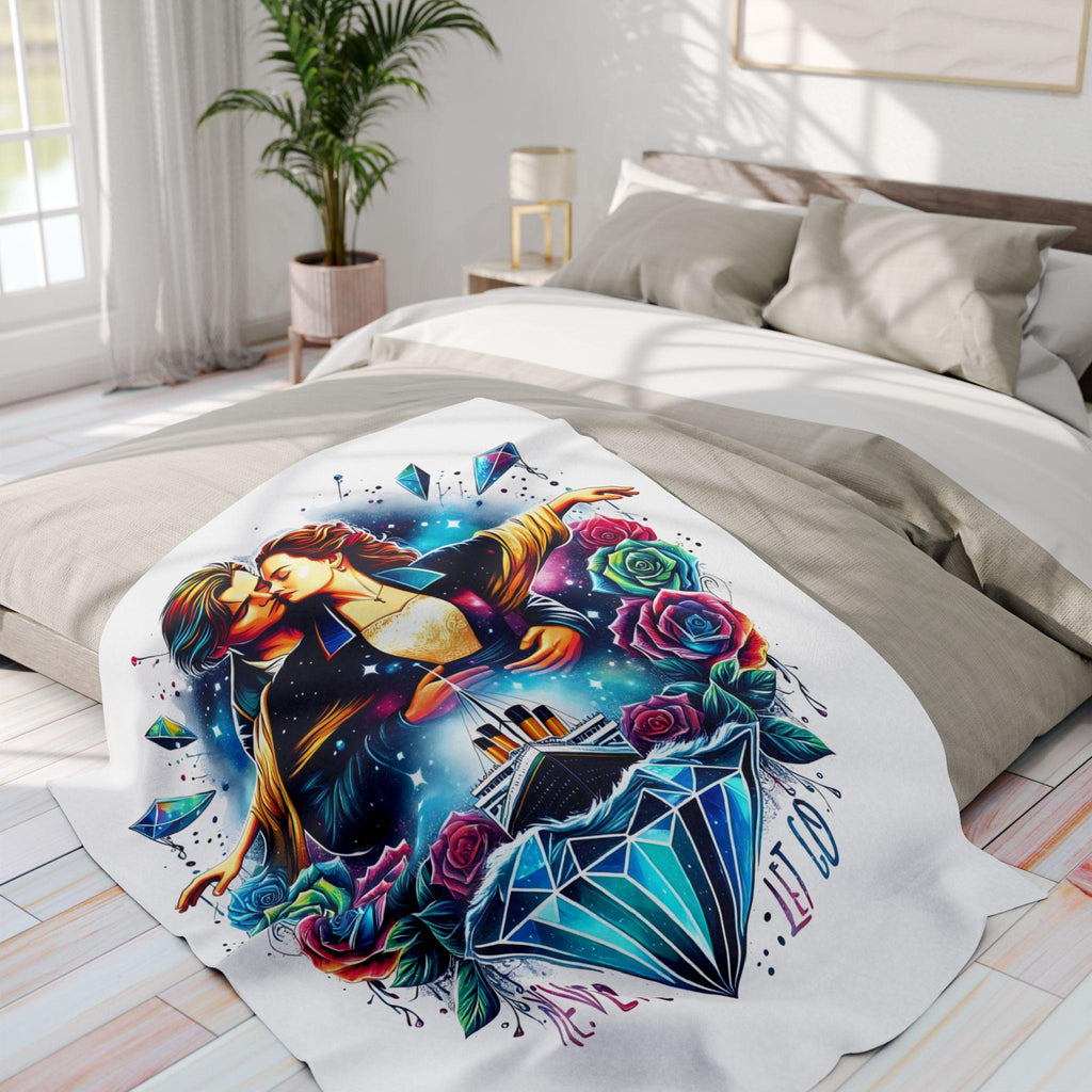 Parody Titanic Romance Fleece Throw: Cozy Movie-Inspired Decor for Bedroom, Valentine's Gift