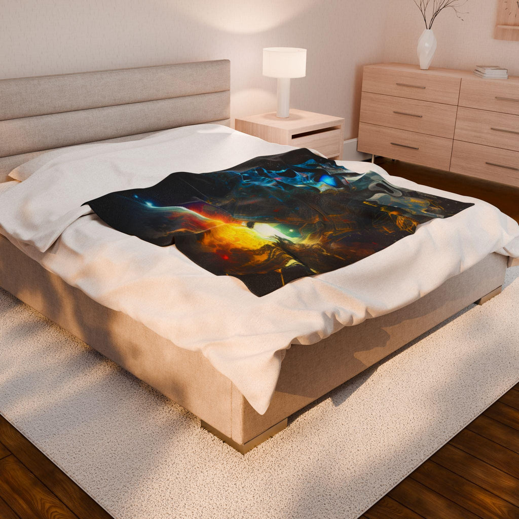 Cosmic Skull Velveteen Plush Blanket: Sci-Fi Star Style Throw