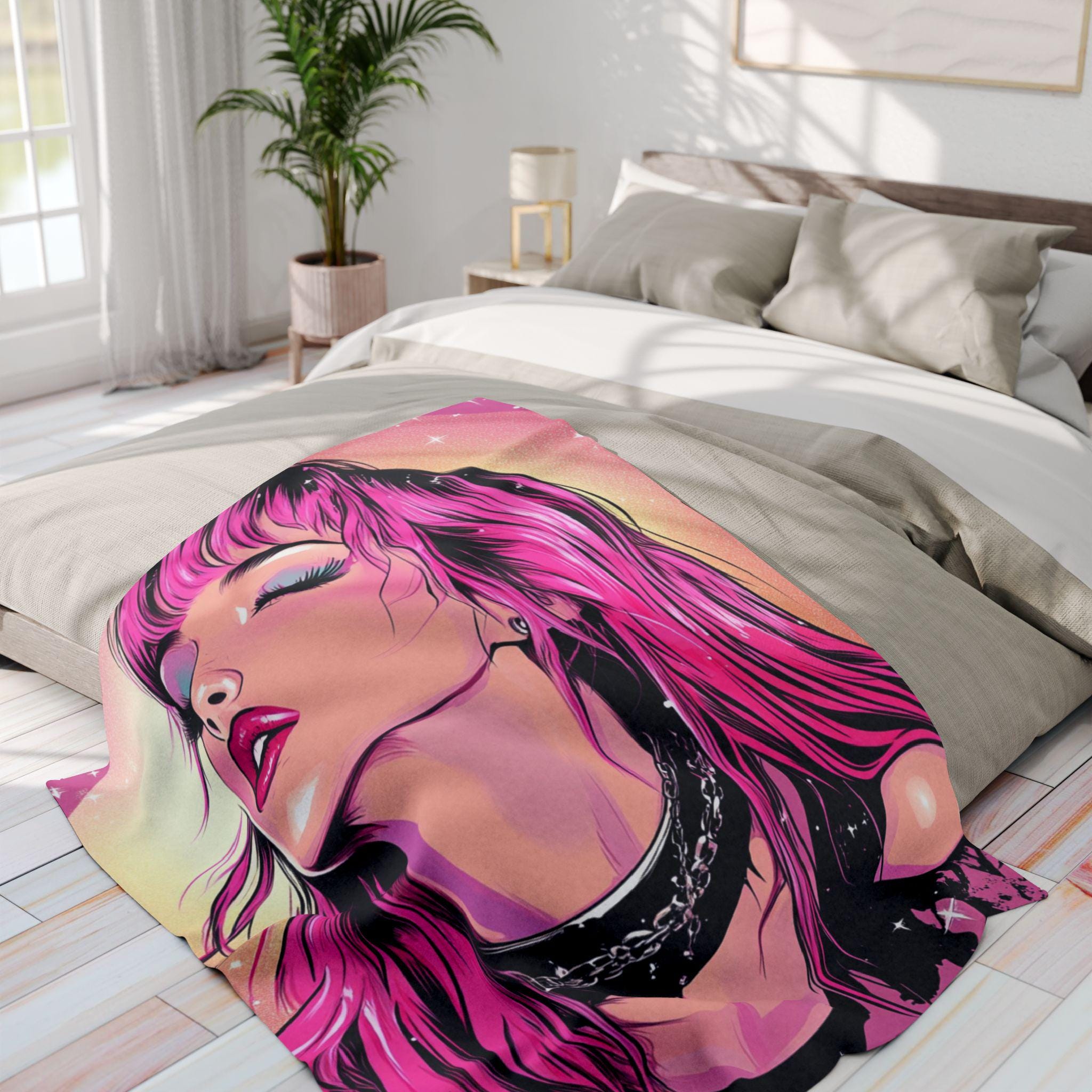 Vibrant Fleece Throw Blanket: Bohemian Art Decor