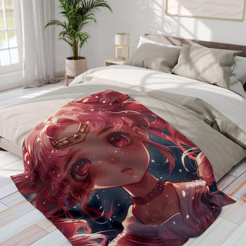 Anime Girl Arctic Fleece Blanket: Whimsical Home Decor Throw