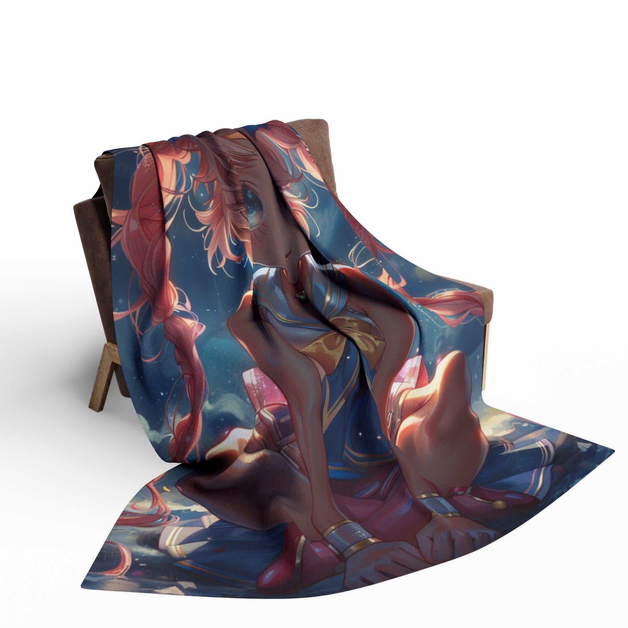 Anime Girl Arctic Fleece Blanket: Dreamy Cozy Throw